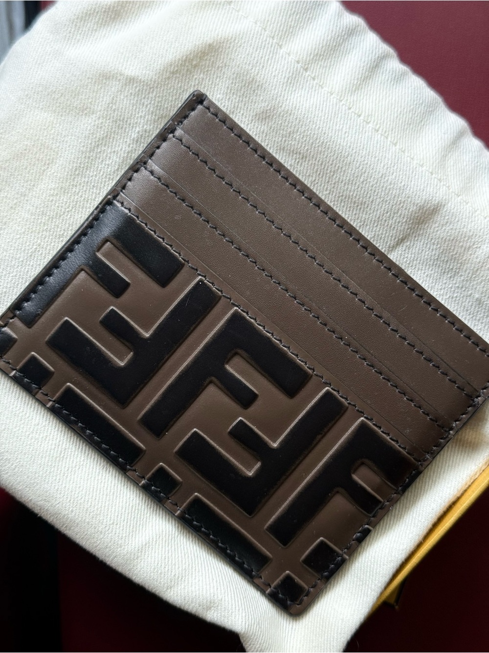 Fendi Brown & Black FF Card Holder